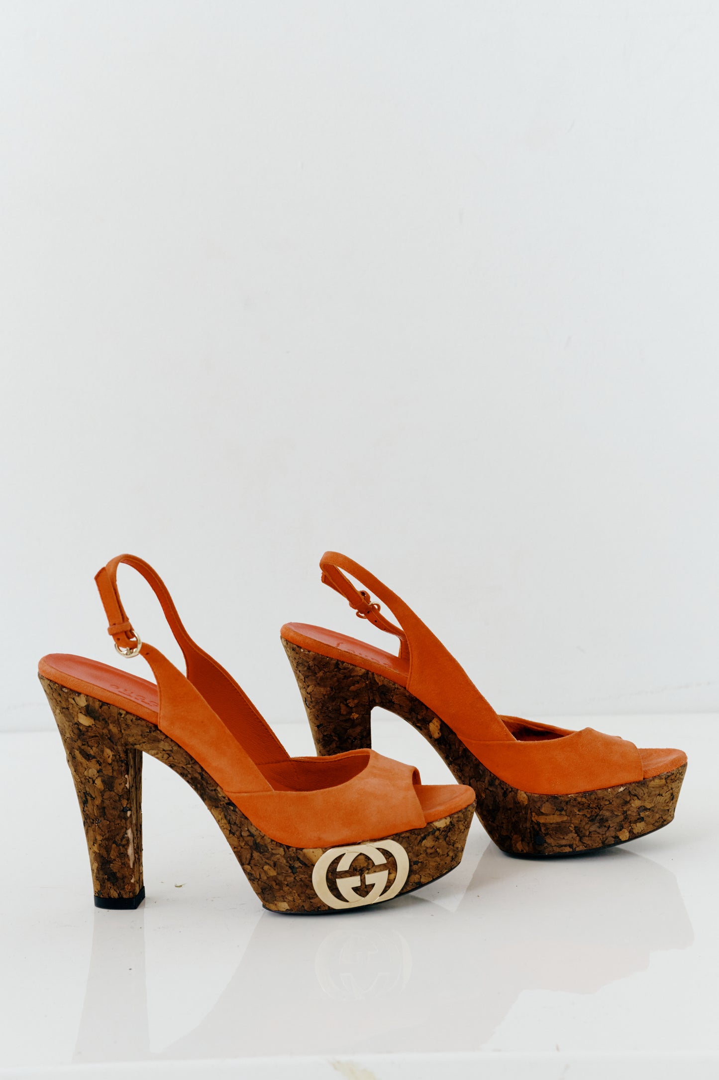 Orange Platform Sling-Backs