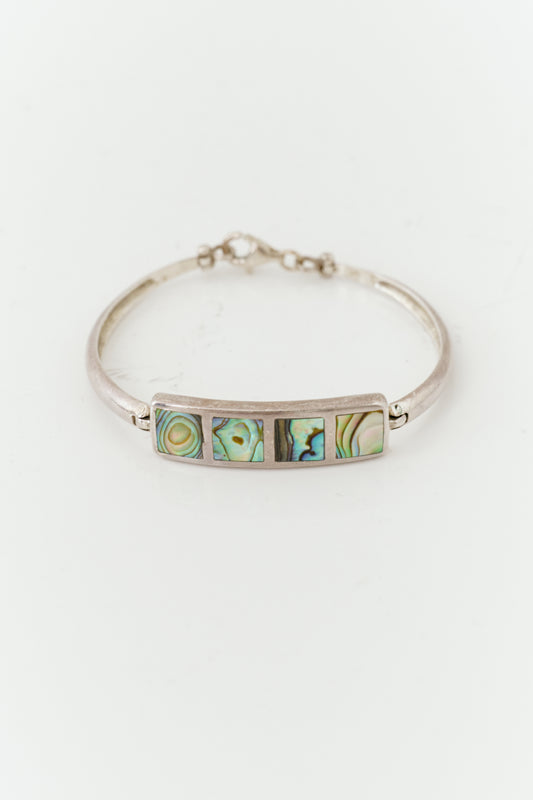 Vintage Silver Cuff With Mother-of-Pearl Inlay