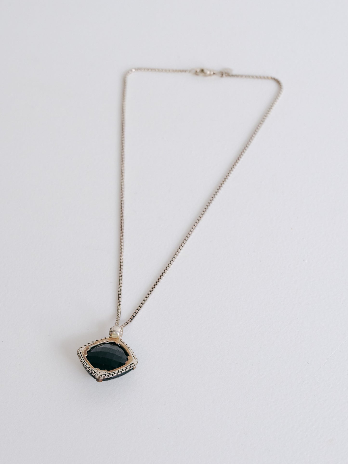 Onyx & Diamond Sterling Silver Necklace
