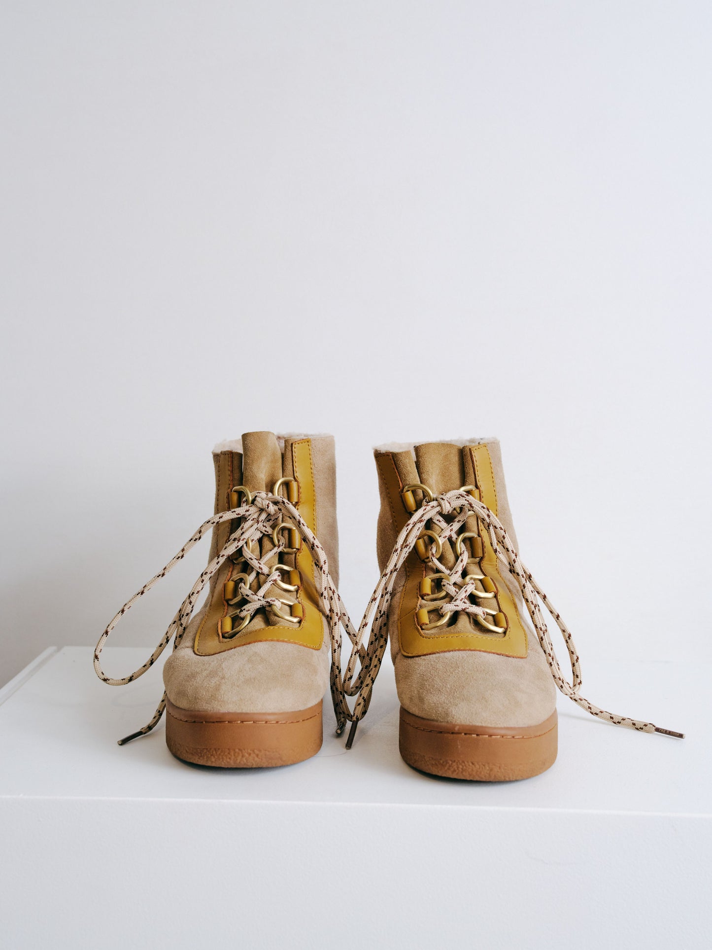 Taupe/Camel Lamb & Cow Leather Boots