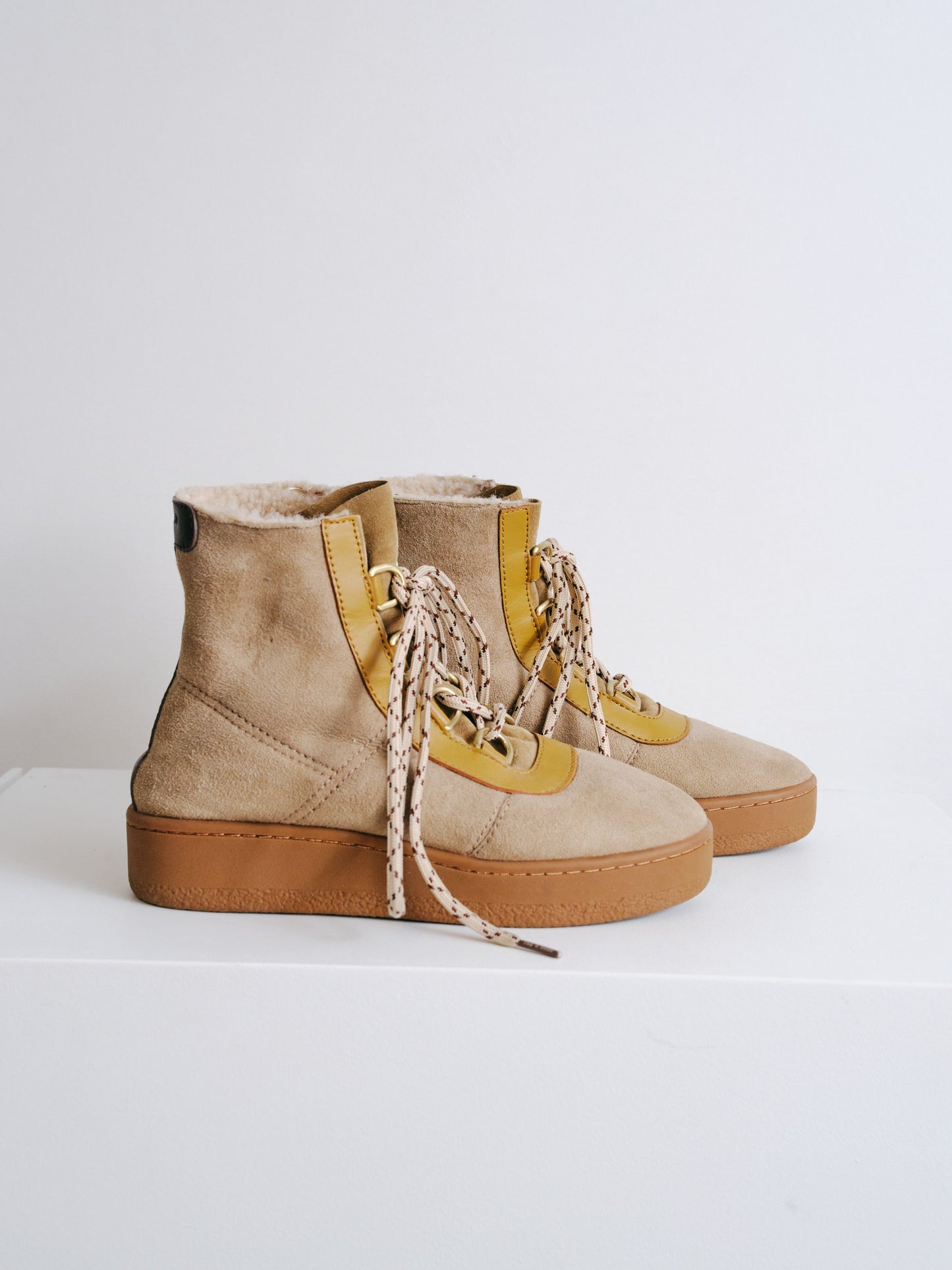 Taupe/Camel Lamb & Cow Leather Boots