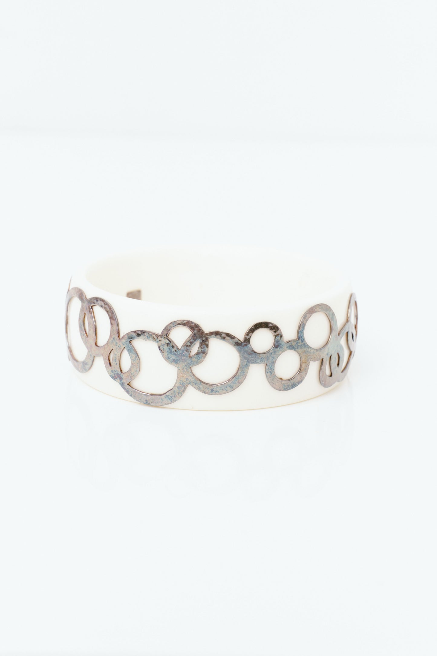 Off White & Silver Bangle