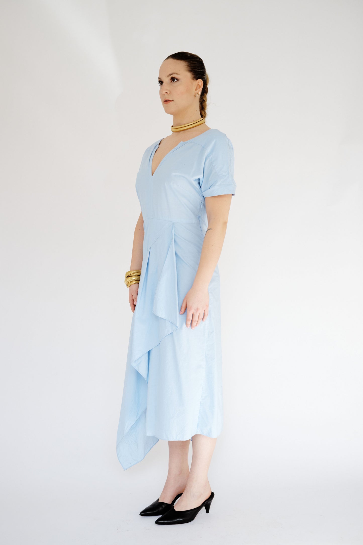 Sky Blue Cotton Midi Dress