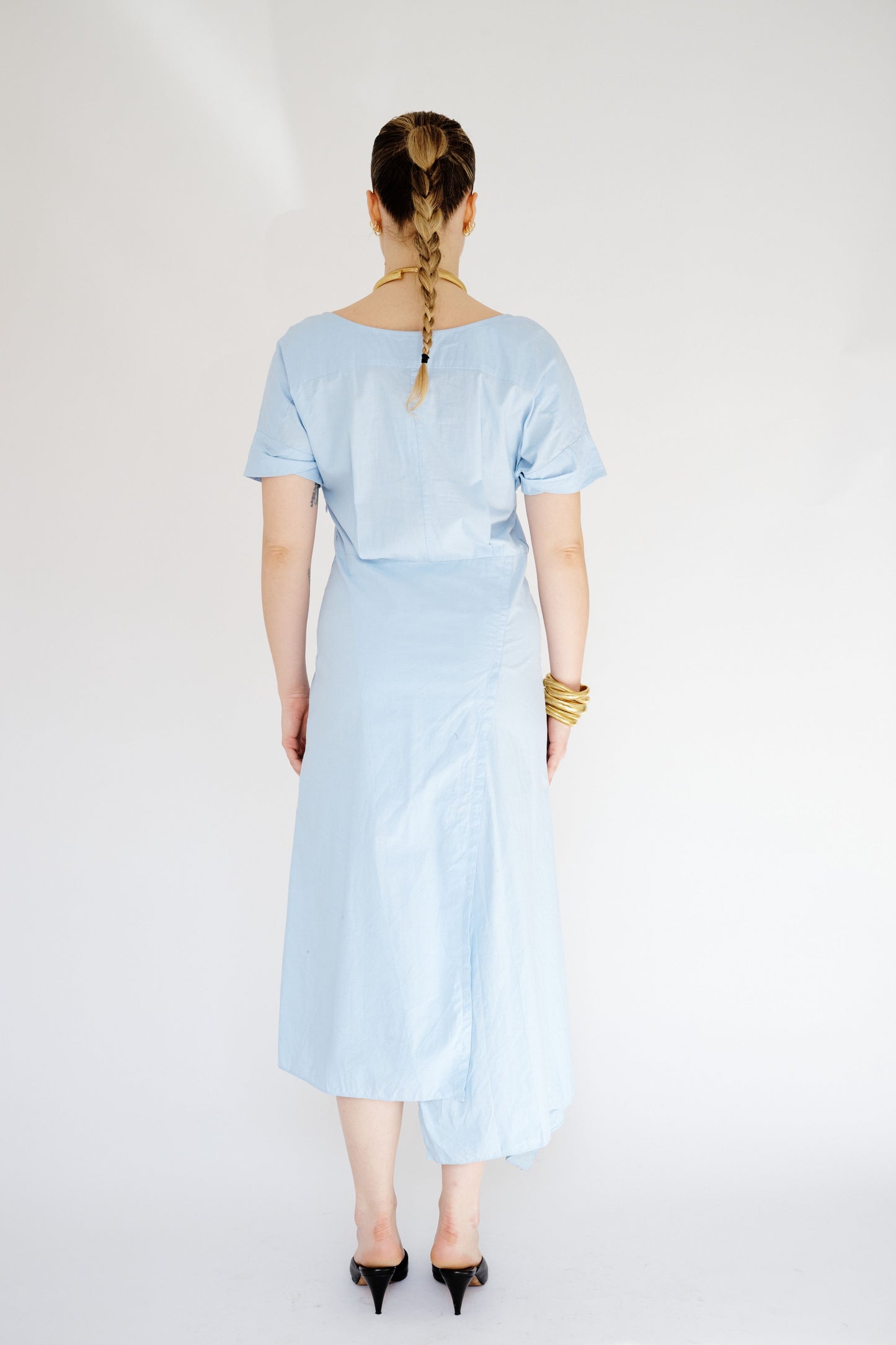 Sky Blue Cotton Midi Dress