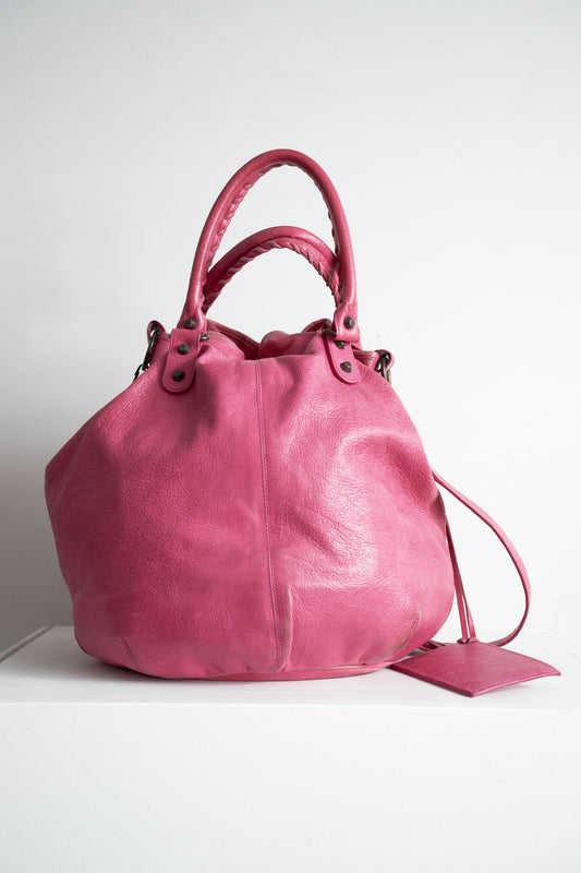 Pink "Pompon" Studded Drawstring Bag