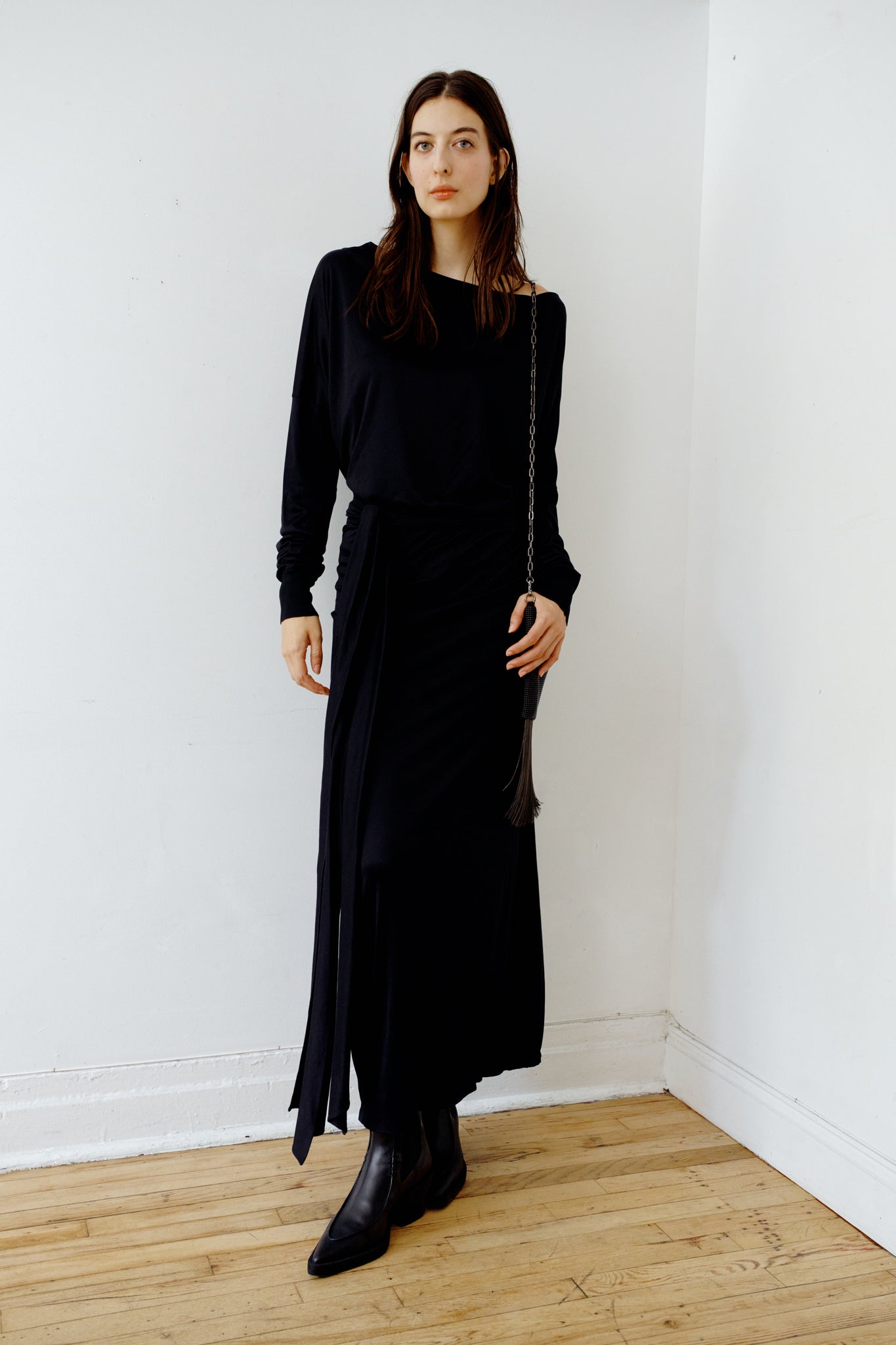 Yves Saint Laurent Silk Boatneck Maxi Dress