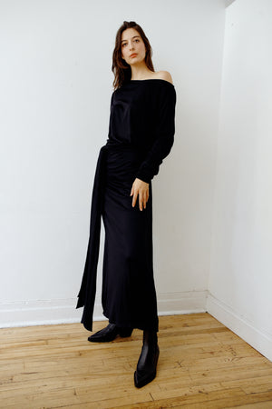 Yves Saint Laurent Silk Boatneck Maxi Dress