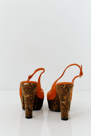 Gucci Orange Platform Sling-backs