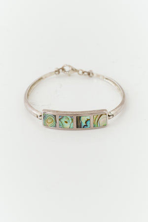 Vintage Silver Cuff With Mother-of-Pearl Inlay