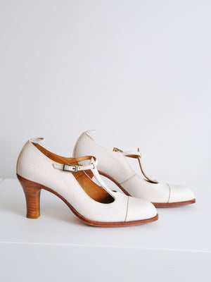 Pebbled Leather Mary Janes