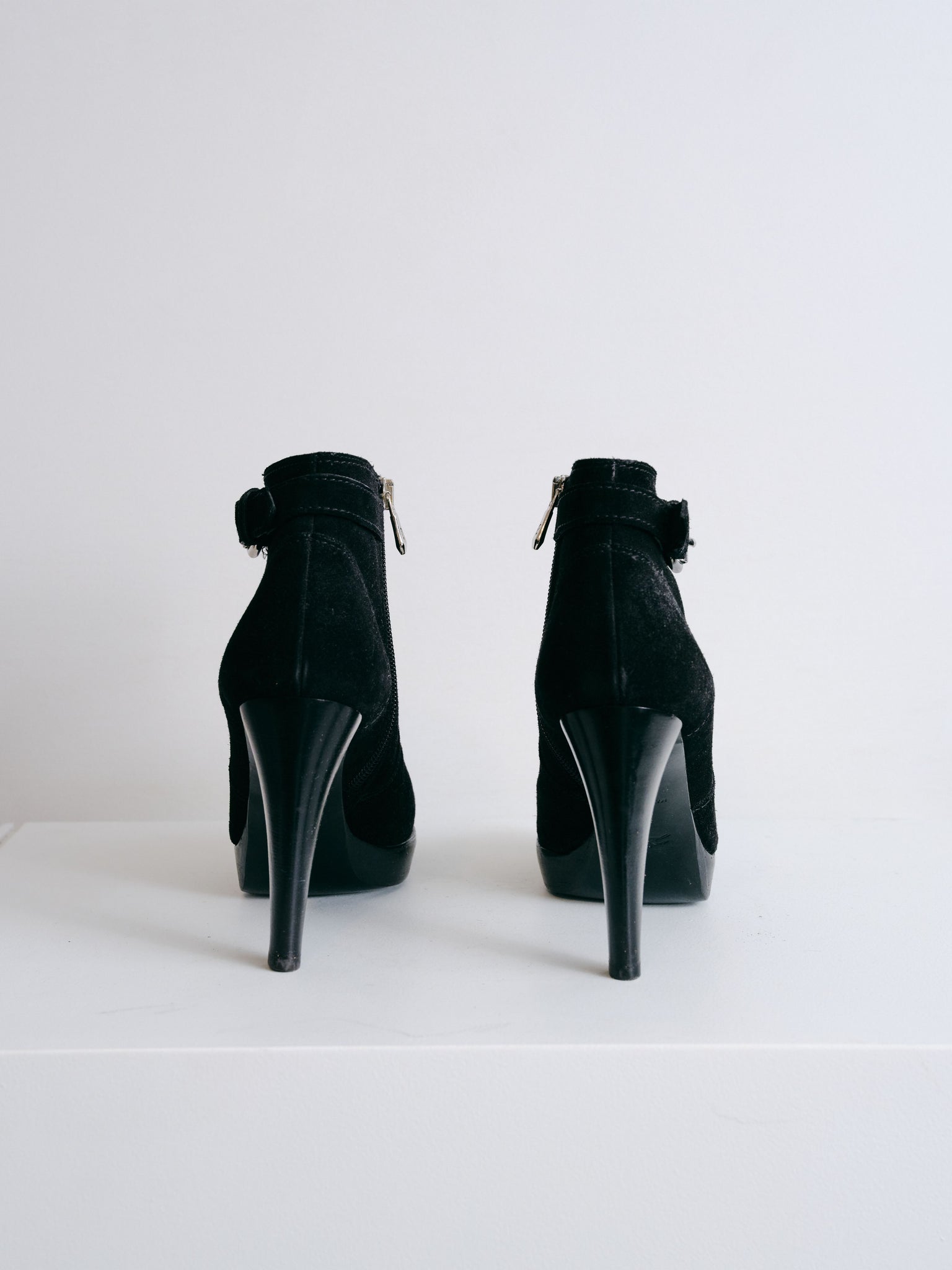 Longchamp Black Suede Booties