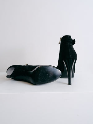 Longchamp Black Suede Booties