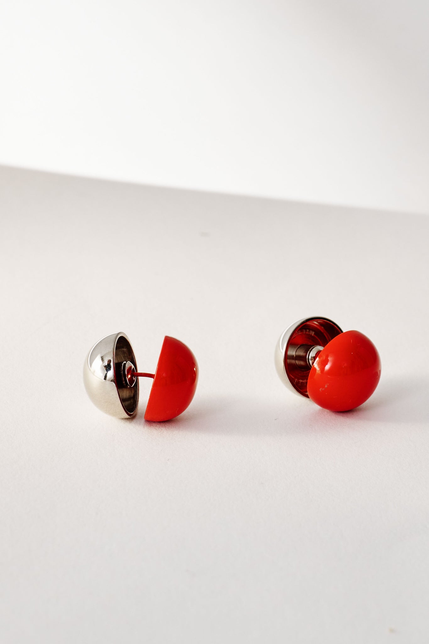 Bauhaus Style Red + Silver Earrings