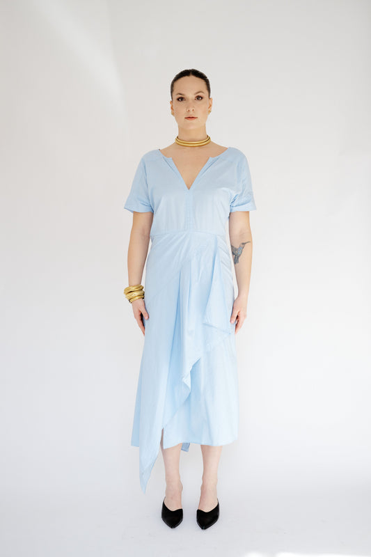 Sky Blue Cotton Midi Dress