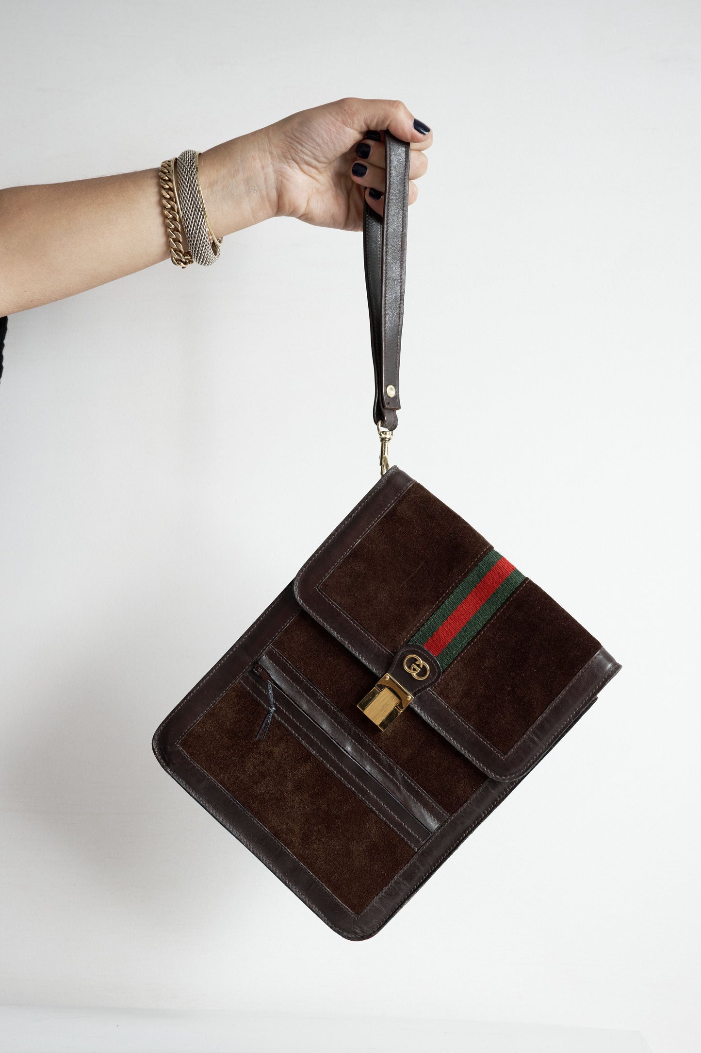 80s Vintage Suede Leather Pouch