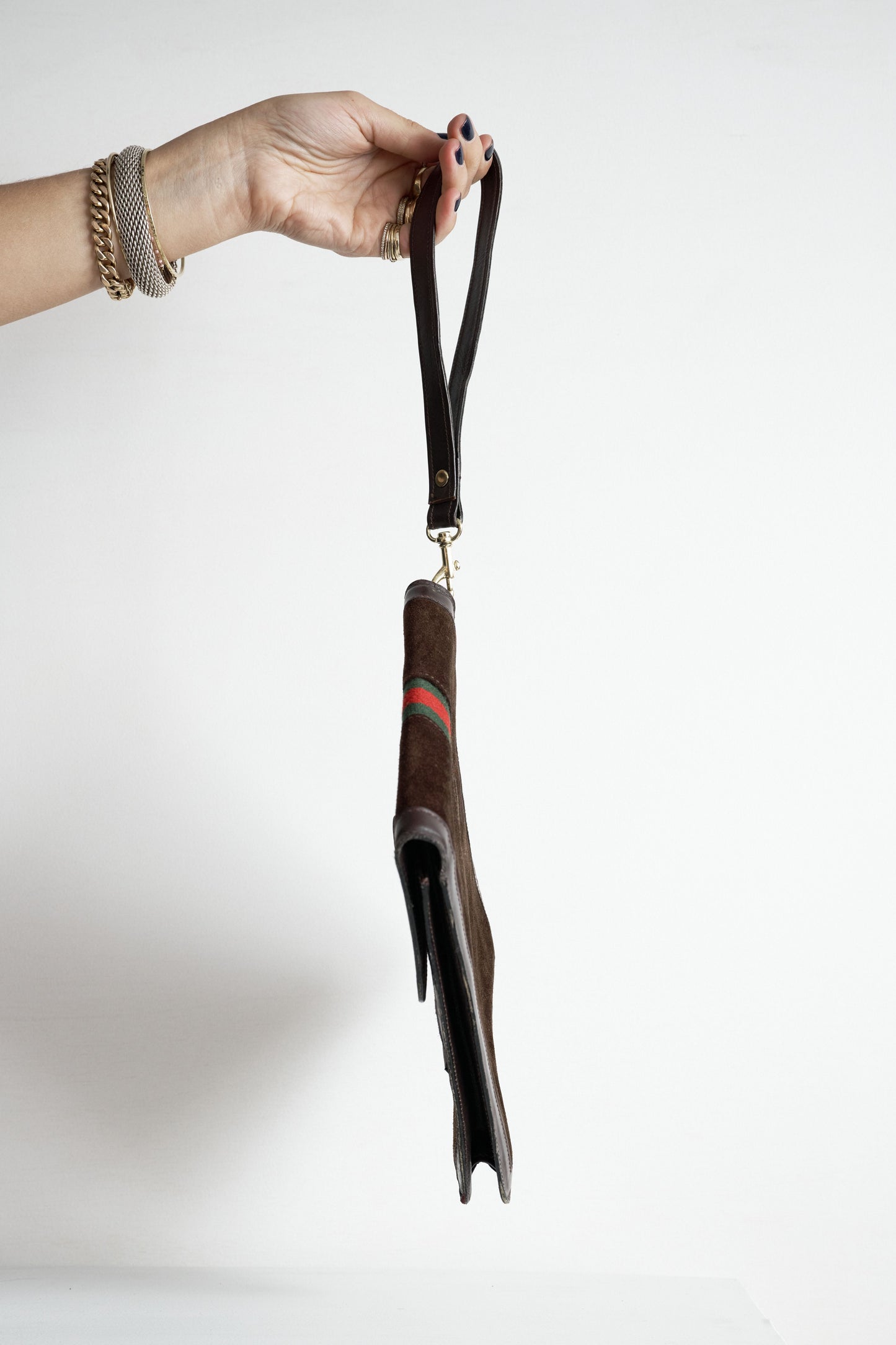 80s Vintage Suede Leather Pouch