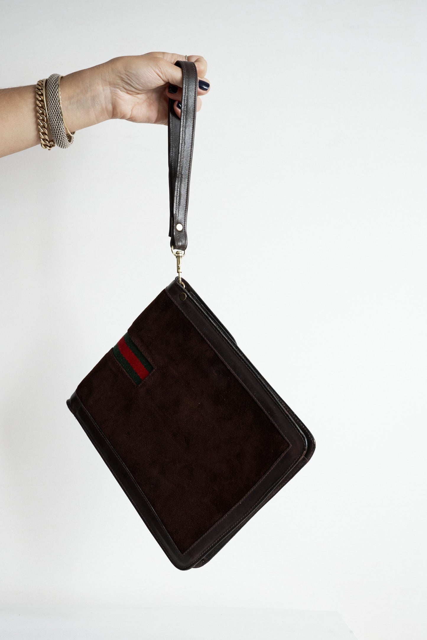 80s Vintage Suede Leather Pouch