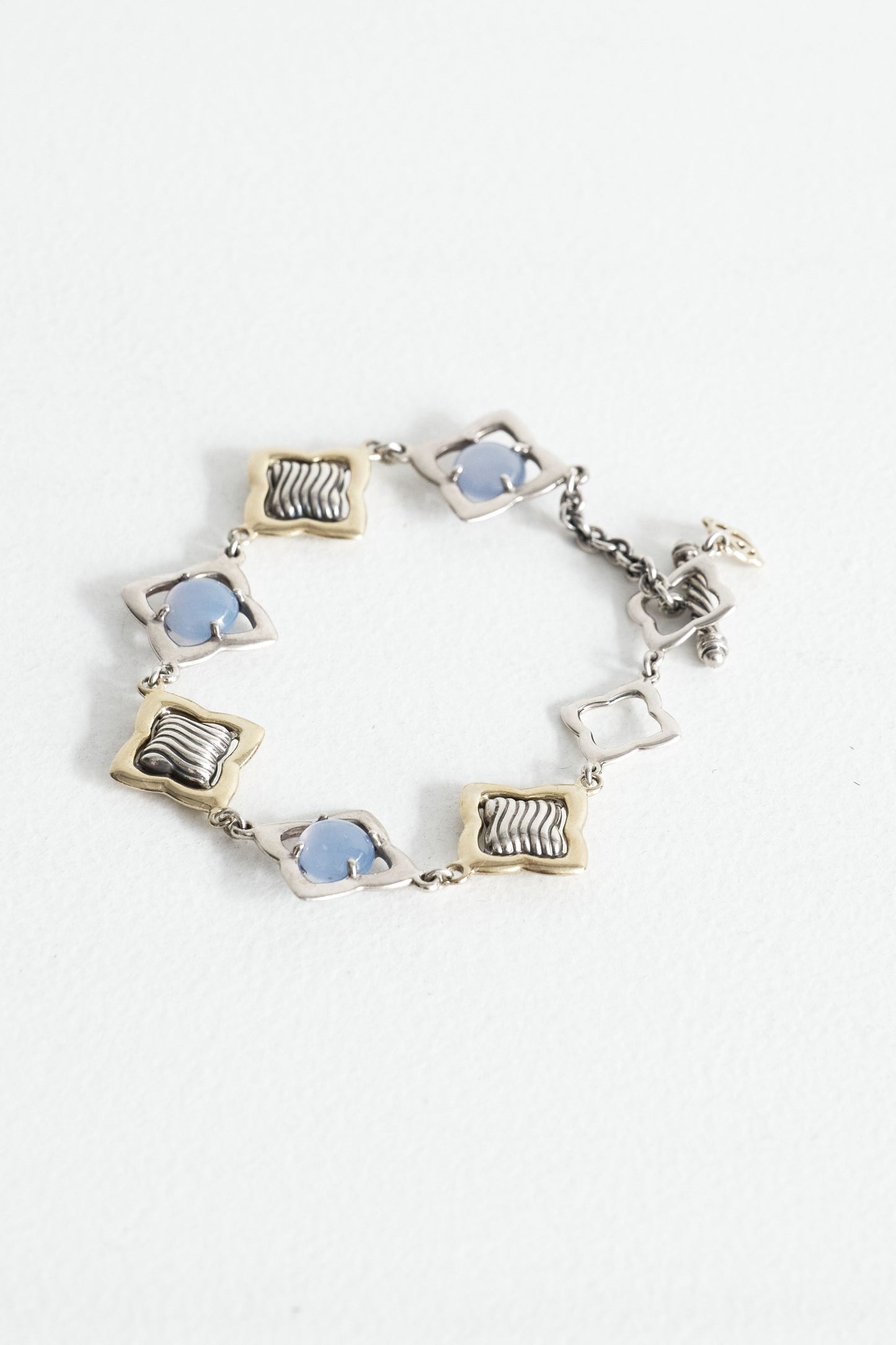 Sterling Silver and Cabochon Gem Quartrefoil Bracelet