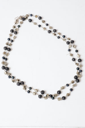 Black and Silver Beaded Chain Necklace