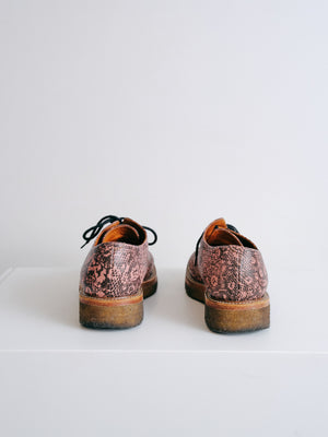 Dries Van Noten Pink/Brown Snakeskin Derbies
