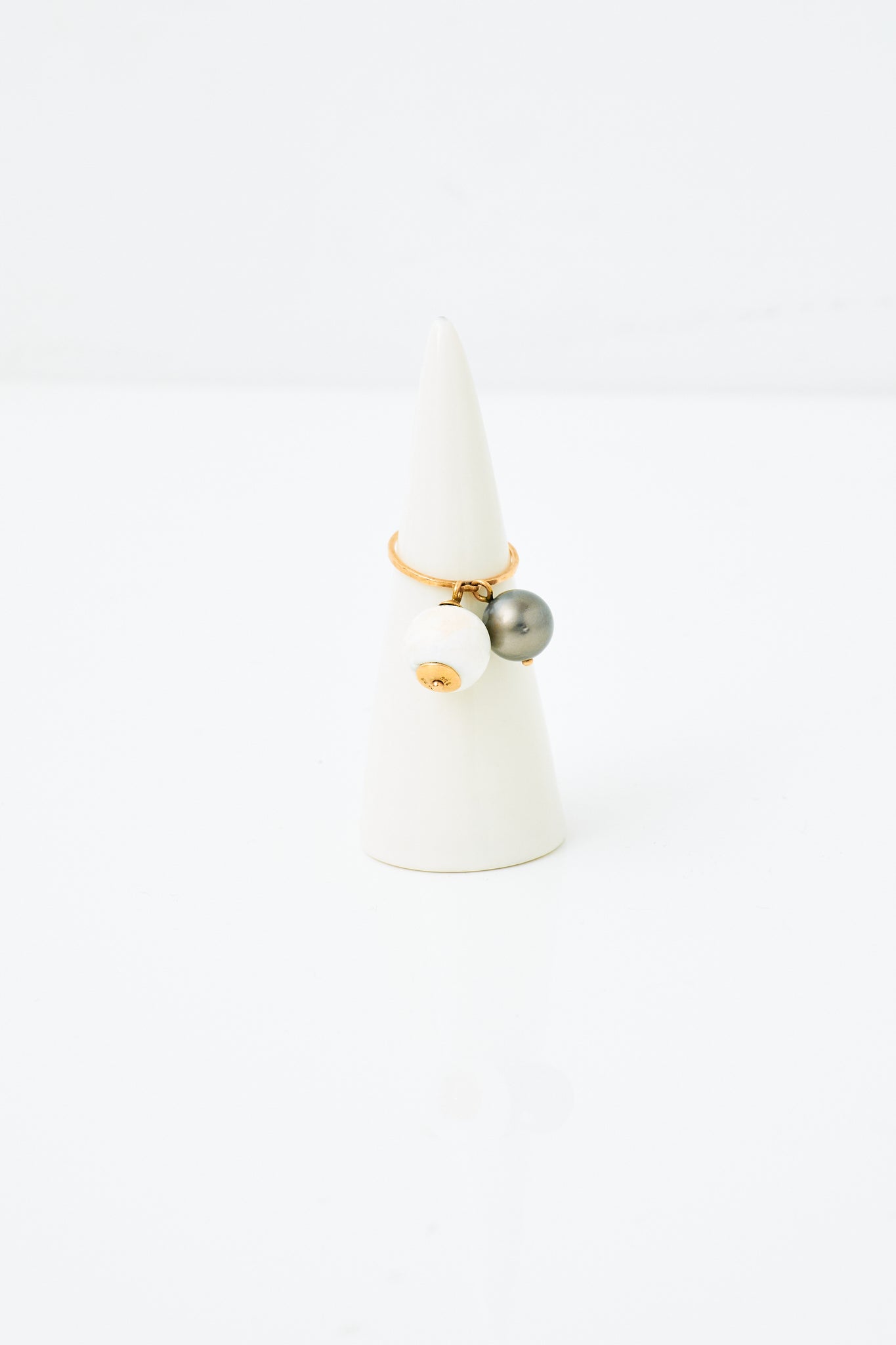 Rose Gold Ring with Black Pearl and Shell Drops