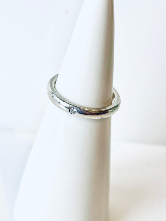 Elsa Peretti Diamond and Silver Ring